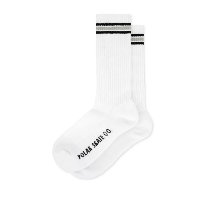 Polar – Rib Socks – Long Stripe white Black