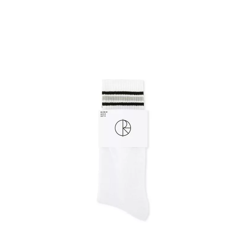 Polar – Rib Socks – Long Stripe white Black