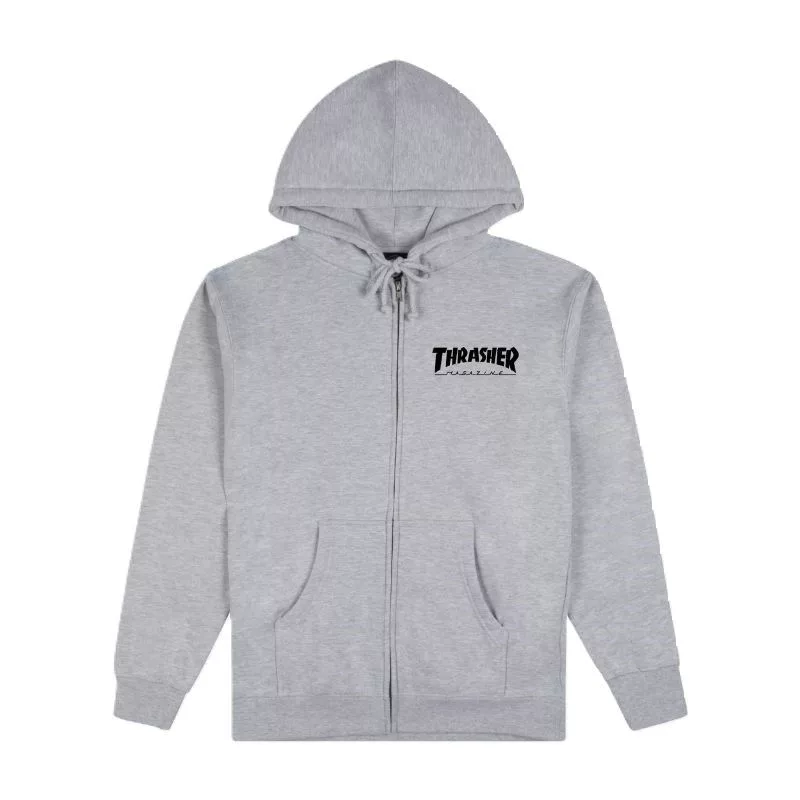 Thrasher Sweat Logo Hood Zip Grey