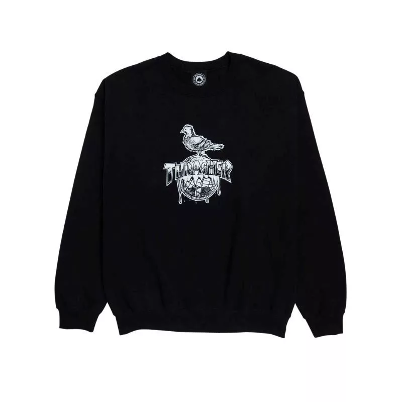 Thrasher Sweat Cover The Earth Crew Black