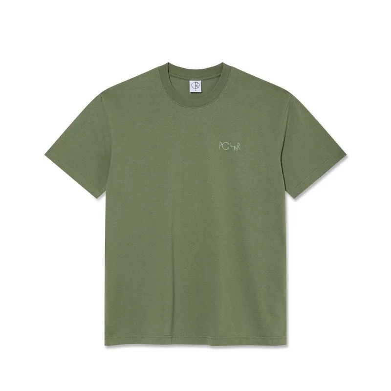 Polar Skate Co / Contrast Tee Stroke Logo / Moss Green