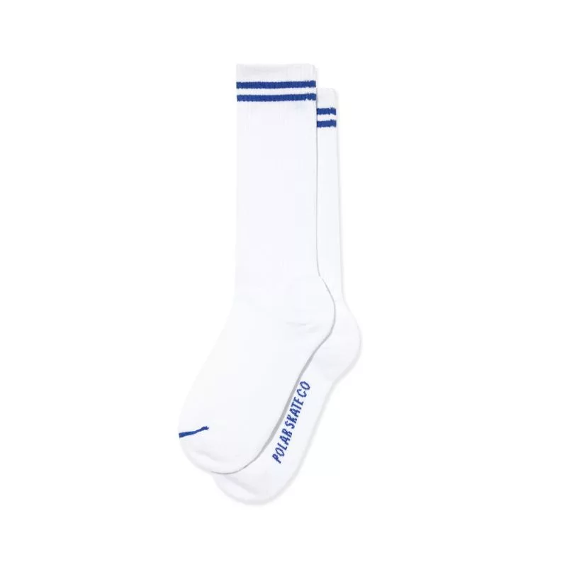 Polar Skate Co / Rib Socks Long 2 Stripes / White Blue