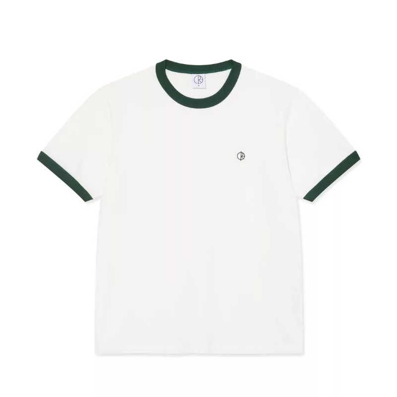 Polar Skate Co / Ringer Tee / Cloud White Dark Green