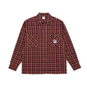 Polar Skate Co Mike LS Shirt Flannel Oxblood Check