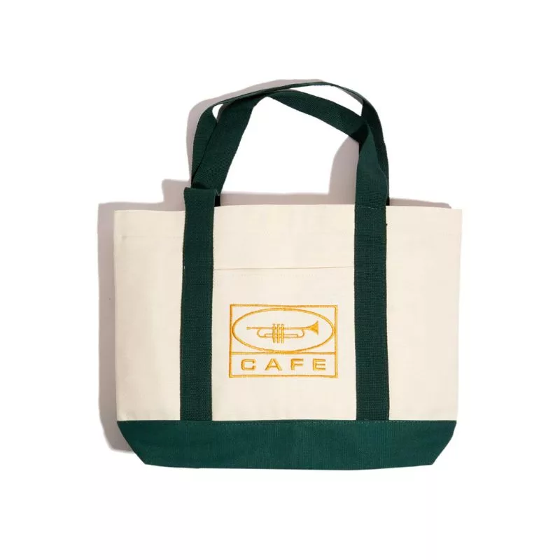 Skateboard Cafe / 45 Tote Bag / Cream Forest Green