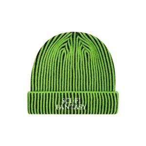 sci-fi fantasy logo beanie lime black